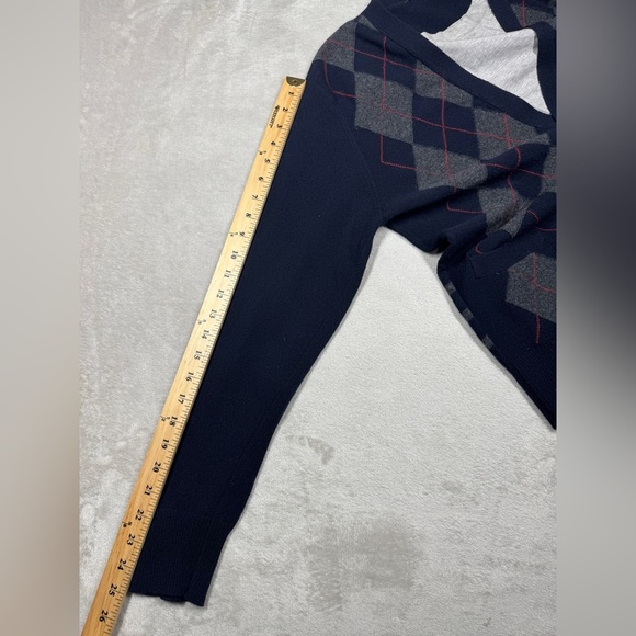 Armand Basi Men’s Wool Cashmere Blend Argyle Plaid Knit Faux Cardigan Sweater L - Picture 10 of 16